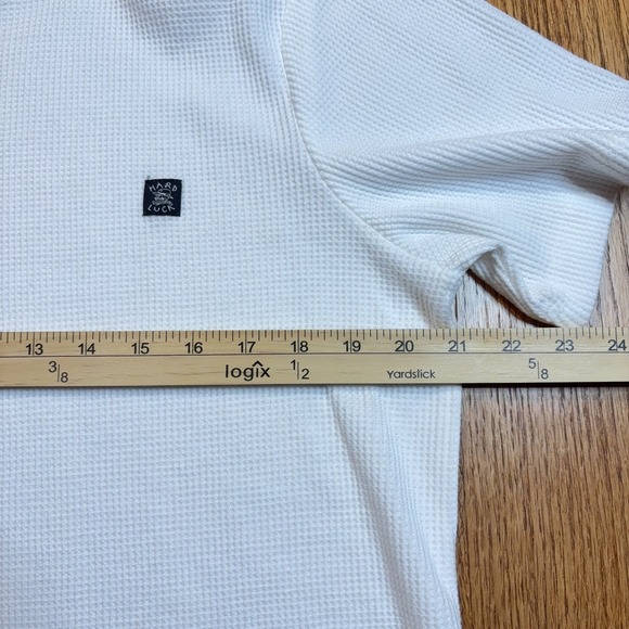 NWT Hard Luck T Shirt Men's Small Waffle Knit Short Sleeve Thermal White Skater - Picture 3 of 6